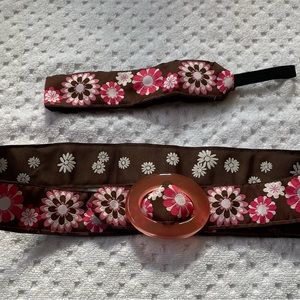 Floral fabric belt and matching headband